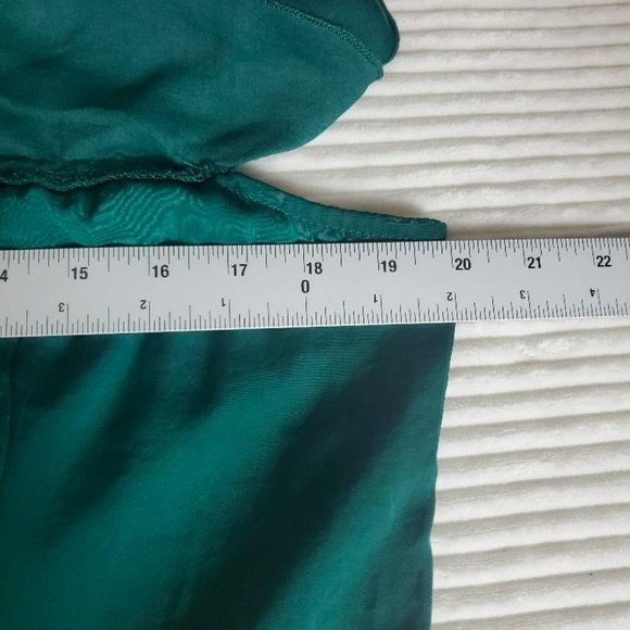 Modcloth Dress Womens XL Green Sleeveless Flare Satin Feel Ruffle Long - Picture 8 of 11